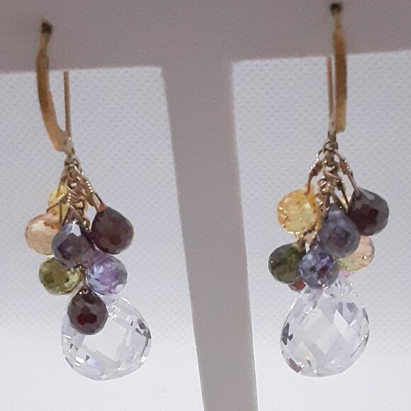 Stunning Faceted Multi-Color Crystal Drop Earrings Designed by Nina Nyugen - Picture 12 of 14